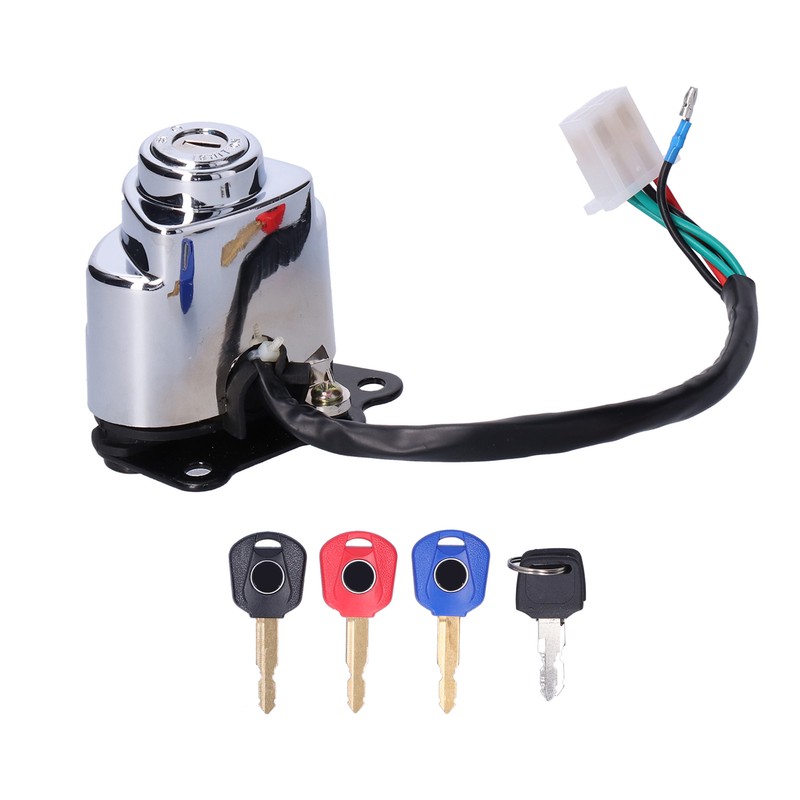 Motorcycle Ignition Switch Lock with 3 Colors Keys Fit for