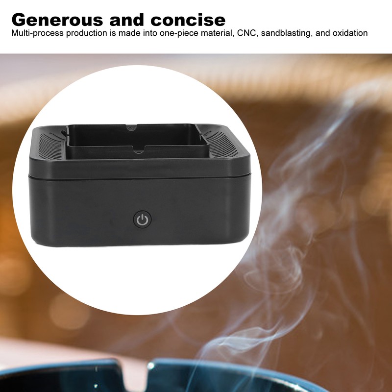 Smokeless Ashtray Gray Home Office Desktop USB Charging Large Air