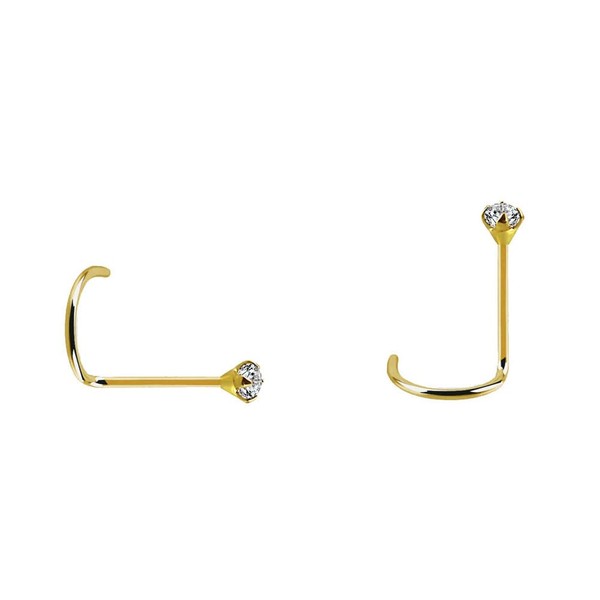 DENI 2 x Gold Plated Silver Nose Studs with 2mm