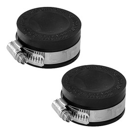 Fernco QC-101 2 Pack 1 1/2-in. Qwik Cap Flexible PVC Pipe Cap with Stainless Steel Clamps, Black