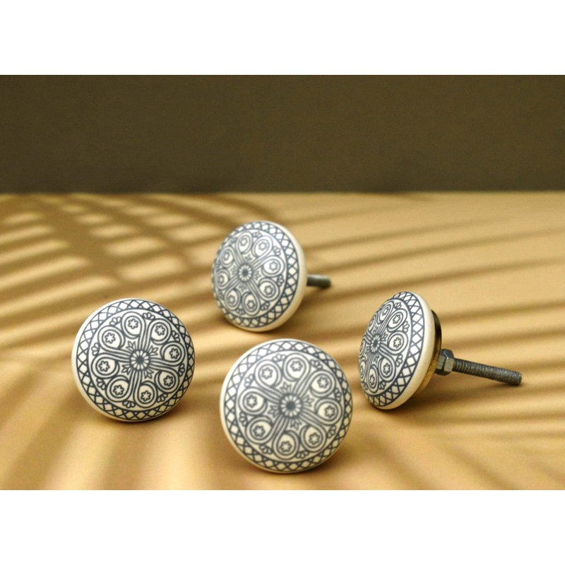 ARTISNO Hand Painted Mandala Ceramic Cabinet Drawer Pull/Use for Cupboard,