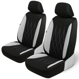 GIANT PANDA Polycotton Front Car Seat Cover, Washable Universal Auto Cloth Seat Protector for Pickup, Truck, SUV, Airbag Compatible (Gray-2 Front Only)