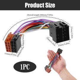 16 Pin to ISO Adapter Cable, Car Stereo Cable with Standard ISO Wiring Harness, Connector Compatible with Volkswagen and Other Models, Easy Installation for Car Radio