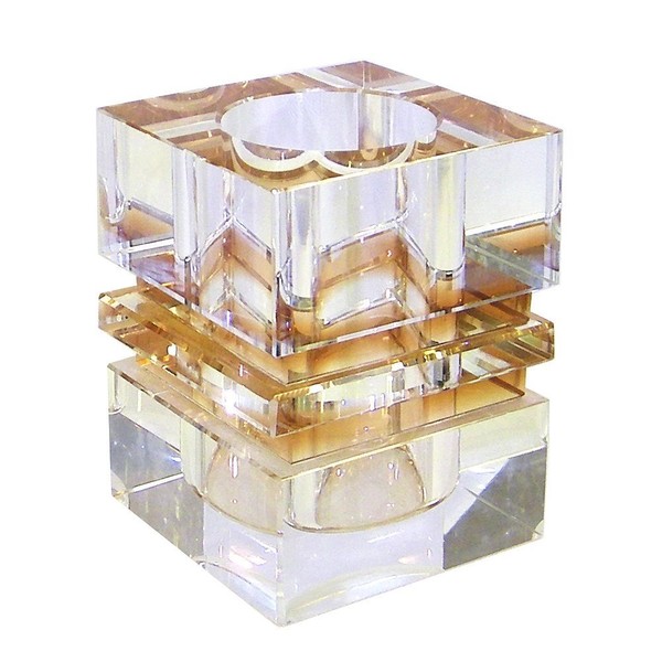 Amlong Crystal Desktop Collection Crystal Pen Holder, Amber