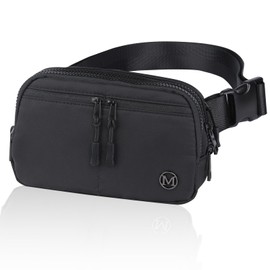 Mokzer Fanny Pack 2L Belt Bag Crossbody Waist Bag for Women Men with Adjustable Strap, 5-Zipper Pockets Waterproof Fanny Packs for Travel Running Hiking (Black)