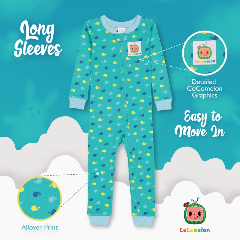 CoComelon - Pijama Unisex de algodón sin pies para niños,