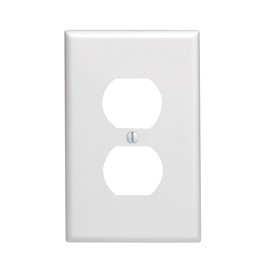 Leviton 1-Gang Duplex Device Receptacle Wallplate, Midway Size, Thermoset, Device Mount, 80503-W, White