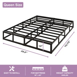 10 Inch Queen Size Box Spring – 3500lbs Heavy Duty Metal Queen Bed Base