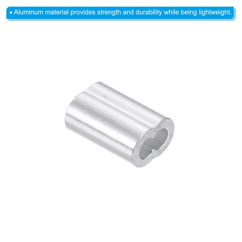 sourcing map 1/16" 1.5mm Aluminum Crimping Loop Sleeve Double Ferrule