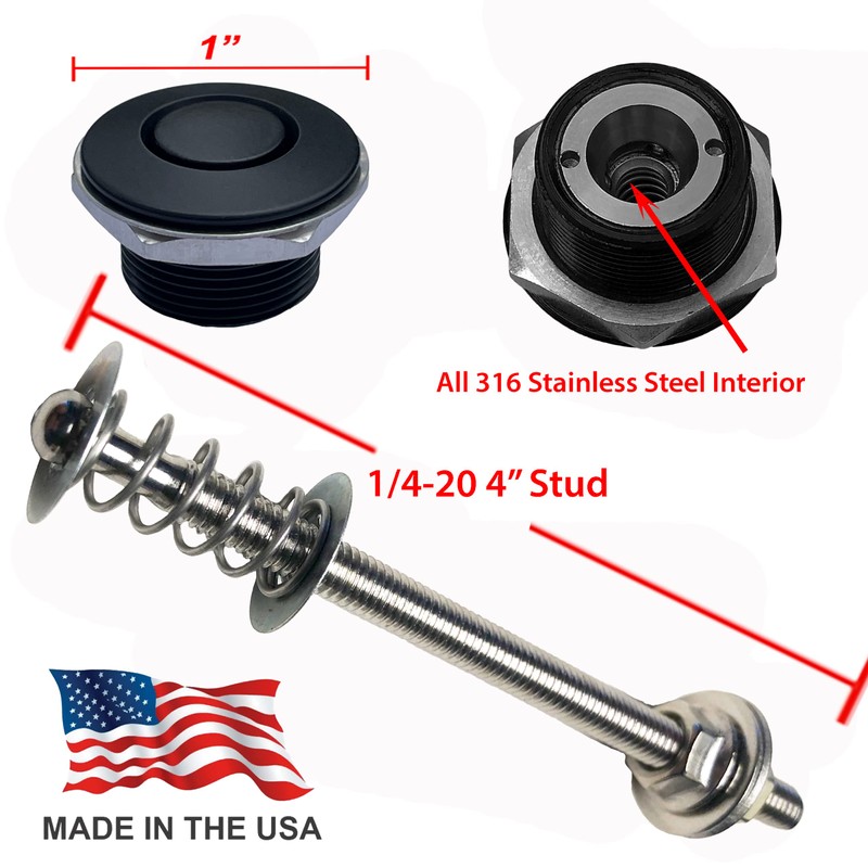 Black 1.00" with 4" Stud Quick Release Latch Hood Pin