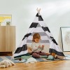 nic-473109 White Black Striped Kid Teepee Portable Canvas Tent Foldable