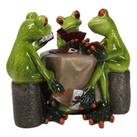 Cheaters' Royal Flush Trio Frogs Playing Poker Card At Gambling Table Figurine