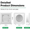 Funmit 4" Louvered Vent Cover Stops Birds Nesting for Outside