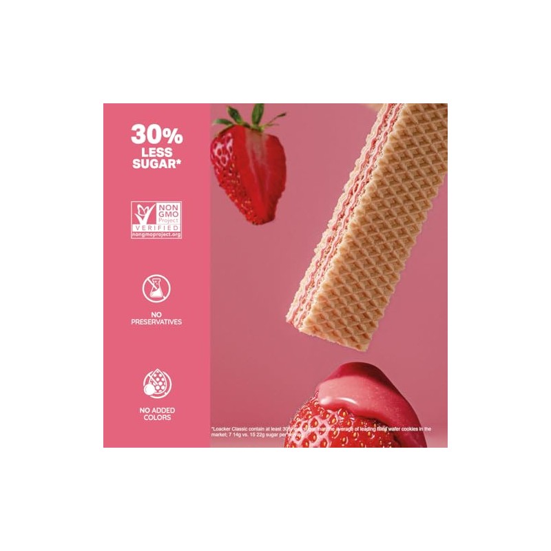 Loacker Classic Strawberry Cream Wafer Cookies, 12-Pack, Non-GMO