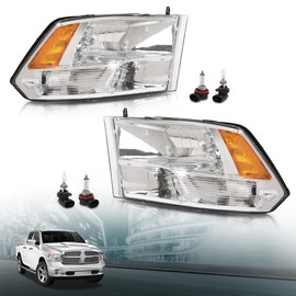 LQI Headlights Assembly Front Headlamp Left and Right W/bulb Compatible with Dodge Ram 1500 2500 3500 2009-2018 Factory Style