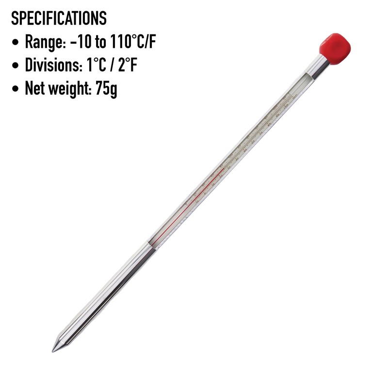 Garden Soil Thermometer 320mm Aluminium Case - Monitor Soil Temperature