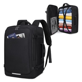 RAINSMORE Travel Backpack 40L Flight Approved, 17 Inch Waterproof Laptop Carry on Backpack with Shoe Bag - Color: Grey