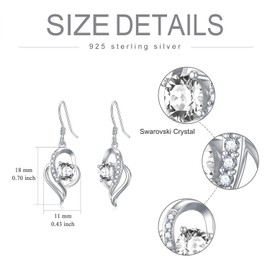 Seiyang Sterling Silver Crystal Dangle Drop Earrings April Birthstone Dangle Earrings for Women