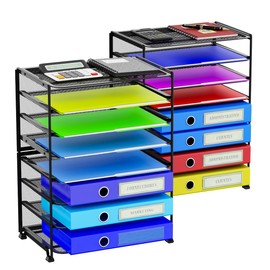 Simple Trending – Organizadores de archivos de escritorio de 8 niveles, juego de 2, de malla metálica para oficina o escuela, color negro