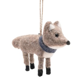 Cute Shabby Chic Rustic Style Brown FELT Fabric Standing Woodland FOX Christmas Tree Bauble / Hanging Ornament - 13 cm