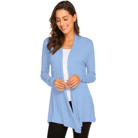 Newchoice Women's Summer Lightweight Cardigan Long Sleeve Soft Drape Open Front Cardigan Casual Loose Kimono Coverups (New-Baby Blue, S)