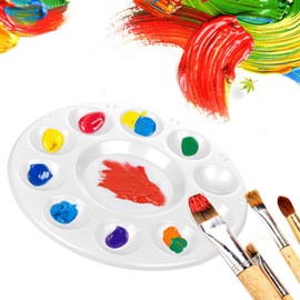 16 Pcs Round Paint Tray Palettes Plastic For Acrylic Oil Watercolor Craft Diy Art Painting Palettes, 16 PCS