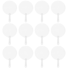 DIYEAH 12pcs Blank Sublimation Fans Plastic Round Handheld Fans Pocket Fans for Summer Decorations Dancing Performance Prop Wall Ornaments DIY Crafts 8.5cm