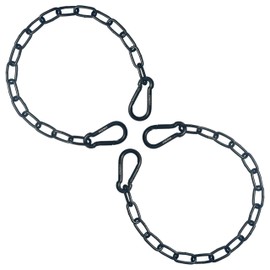 PNKPET 304 Stainless Steel Gate Chain 550lbs Capacity - 20" x 5/32" with M7 Carabiners, Chain Link Gate Latch for Outdoor Fence Livestock, Safety Hanging Metal Chain with 4 Carabiners, Black, 2 Pack