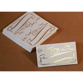 Wedding Hashtags Signs, Gold Foil, 25 Pack, Elegant Quality. # Hashtag Photo Sign for Instagram, Facebook, Twitter, and Social Media Photographs. Table Top Place Cards, Oh Snap! Share Your Photos.