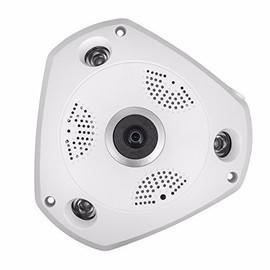MaxWorks 80664 360° Wireless Panoramic VR Camera with High Resolution Fisheye Lens, Day and Night Vision, for Home Security, Monitoring and Other Surveillance Purposes, White
