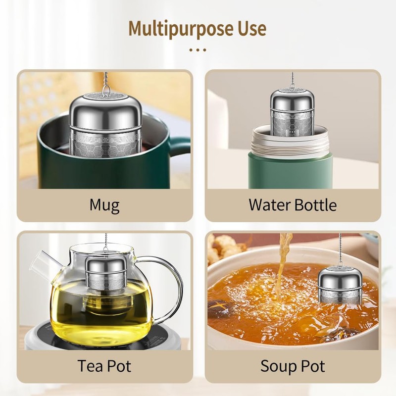 3 Pack 316 Stainless Steel Tea Infuser with Drip Tray,