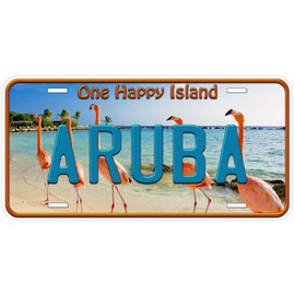 Aruba One Happy Island Flamingo Novelty Car Auto License Plate
