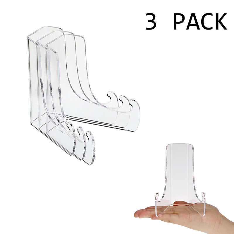 Hipiwe 3 Pack Clear Easel Display Stand Acrylic Plate Stand