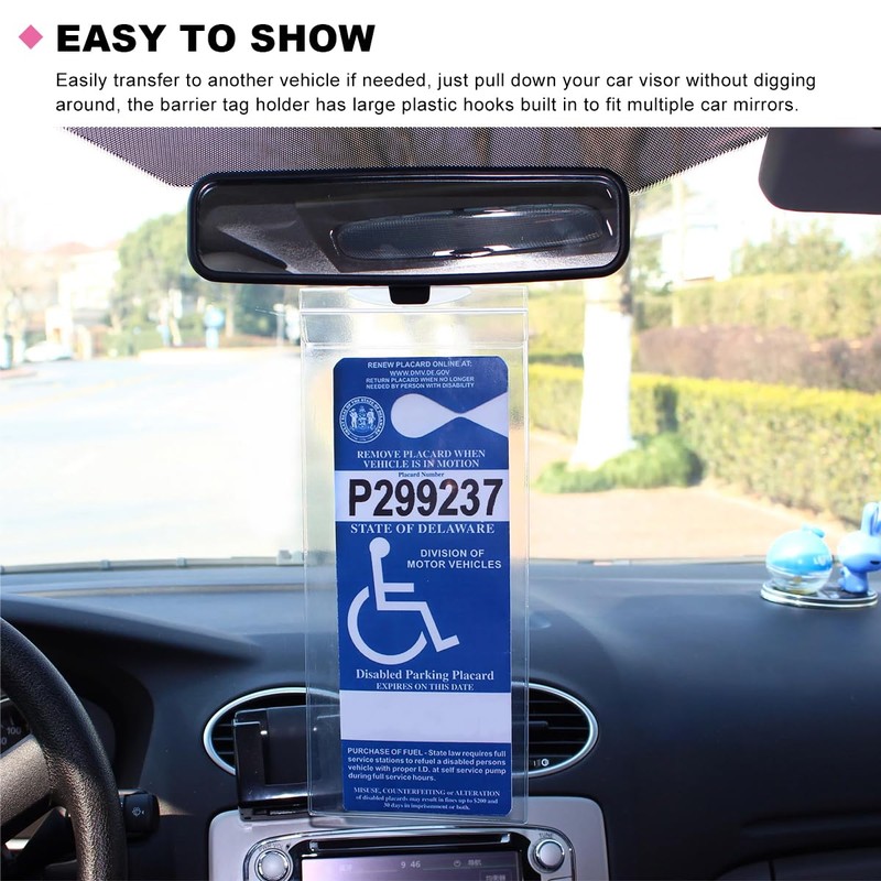 Ohleats 2PCS Handicap Placard Holder for Car, Transparent Disabled Parking