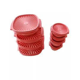 Tupperware Heritage 16-piece Square and Round Bowl Set W/ Lids - Terracotta