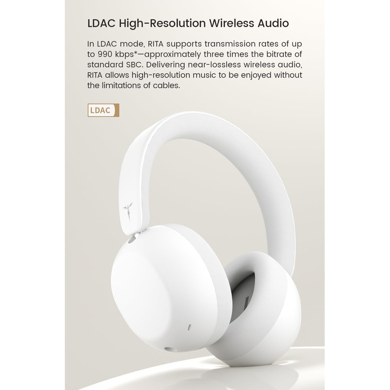 RITA Bluetooth Gaming Headphones, ANC ENC High-Resolution, 92h Playback