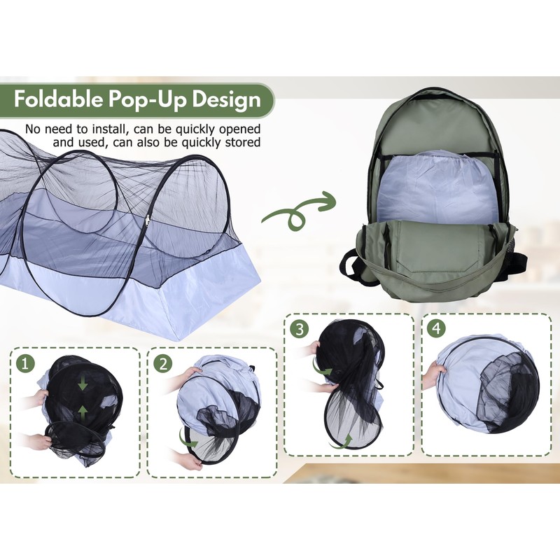 Gugxiom Foldable Mosquito Net, Portable Travel Mosquito Net Pop Up