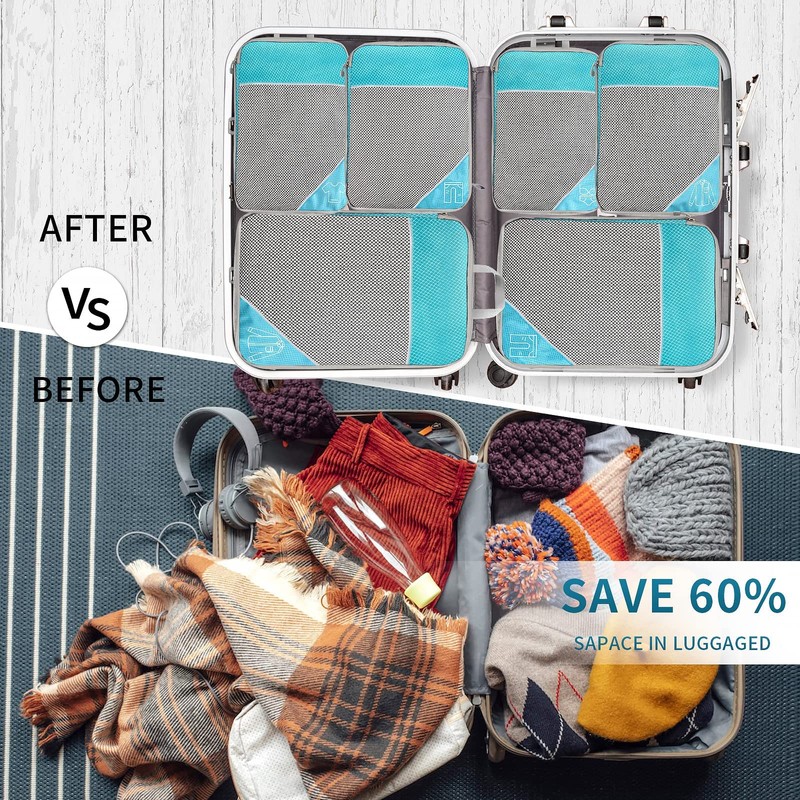 Apexillio Compression Packing Cubes 6 Pcs, Travel Luggage Organizer Accessories