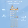 Lolalet Hanging Jewelry Organizer with Wood Shelf, 6-Tier Wall Mount
