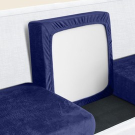 Yeahmart Sofa Seat Cushion Cover, Sofa Cushion Slipcovers Stretch Velvet, Couch Cushion Covers Replacement for Individual Cushions with Elastic Bottom (Blue, 1 Seater)