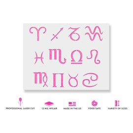 Zodiac Symbols Stencil - Reusable Stencils for Painting - Mylar Stencil for DIY Projects and Crafts