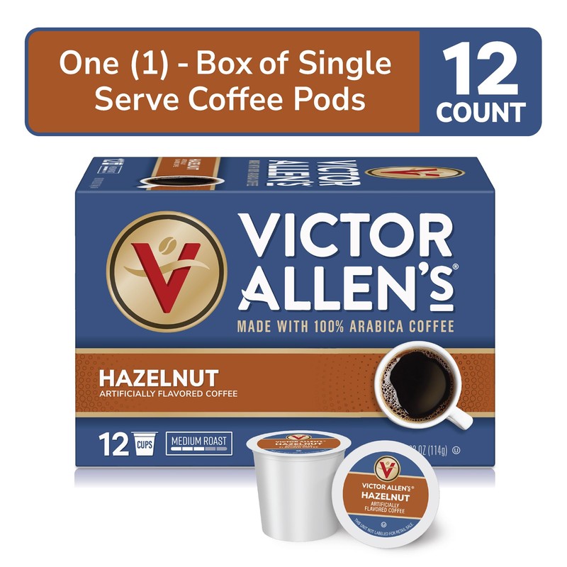 Victor Allen's Coffee Hazelnut Flavored, Medium Roast, 12 Count, Single