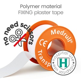 Medrull Medrull Fixierpflaster 5m x 2,5 cm TRANSPARENT Pflaster Rolle mit starker Klebekraft - sicheren Fixierung von Wundverbänden