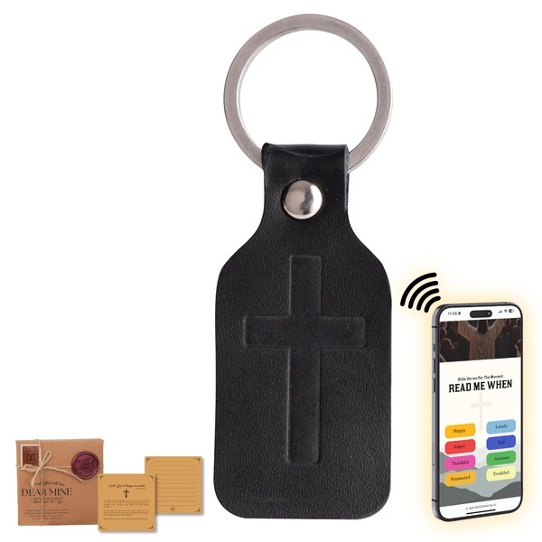 DEARMINE Cross Keychain, Christian Keychain, Bible Verse Keychains with NFC,