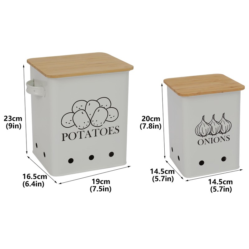 Gdfjiy Kitchen Vegetable Storage Tins Set of 2 for Potatoes,