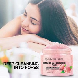 Himalayan Salt Body Scrub with Peach, Pink Body Scrub, Exfoliating Body Salt Scrub to Exfoliate & Moisturize Skin - Great Gifts For Women(8.82 oz)(Peach)
