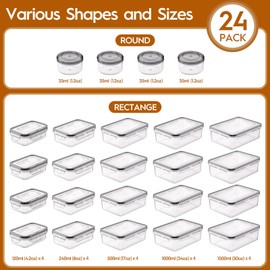 KEMETHY 48 Pcs Larger Food Storage Containers with Lids Airtight (24 Containers & 24 Lids), Meal Prep Container for Pantry & Kitchen Organization, BPA-Free, Leak-Proof with Labels & Marker Pen