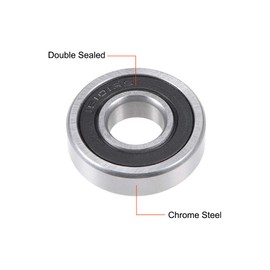 sourcing map 16101-2RS Grooves Double Seal Chrome Z2 Bearing 12x30x8mm