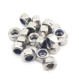 binifiMux 20Pcs M8 x 1.25mm Lock Nuts, 304 Stainless Steel Self-Lock Nylon Inserted 8mm Lock Nuts, M8 Nylock Nuts, 8mm Locking Nuts for Automative, Bike, Machine