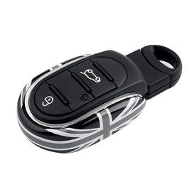 Key Fob Case Cover Shell Keychain Chain Accessories for Mini Cooper F54 Clubman F55 Hardtop F56 Hatchback F57 Convertible F60 Countryman (U-Shape Union Jack Gray)